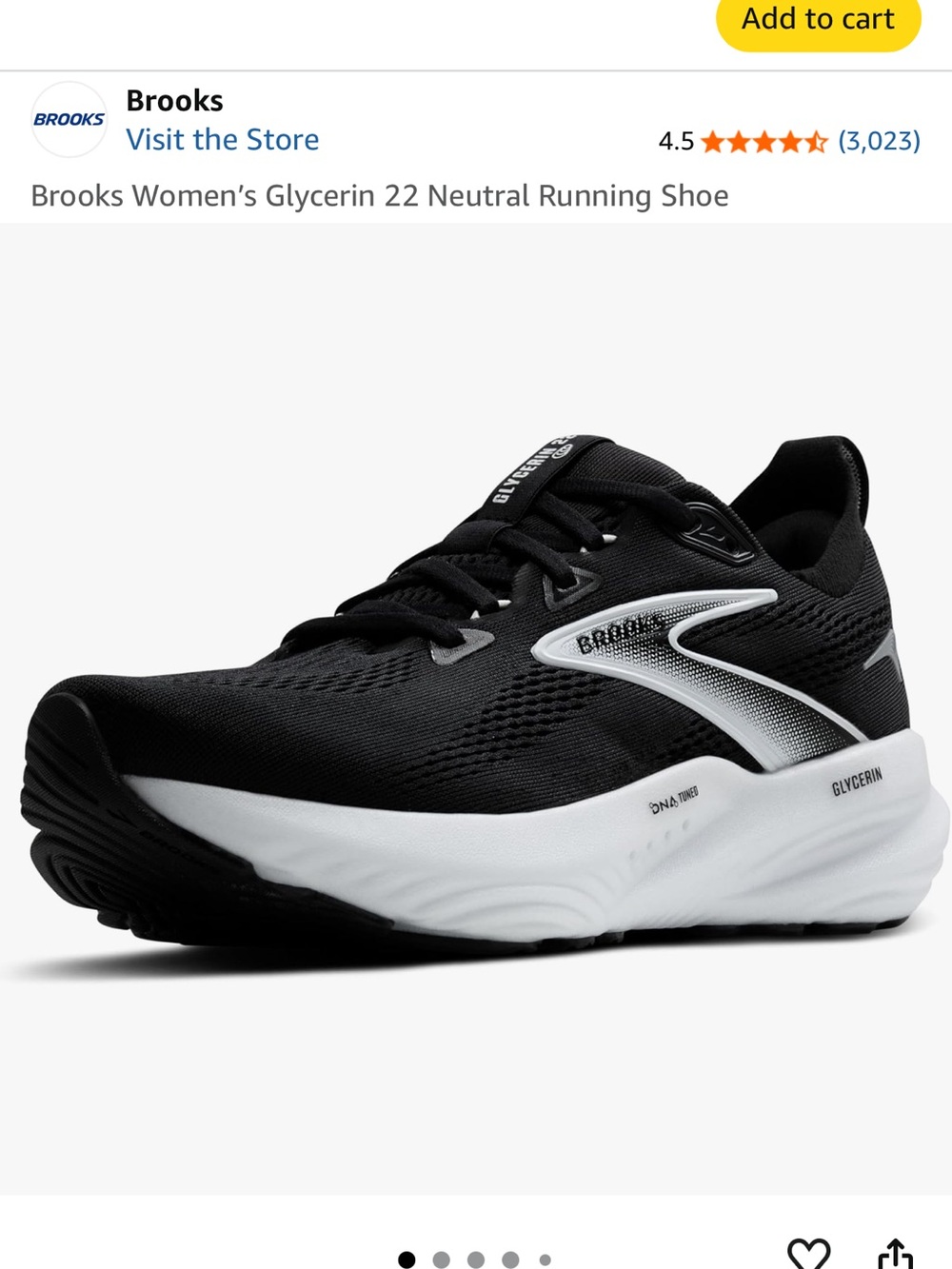 Brooks Glycerin 22 Women’s Running Shoes Black/White